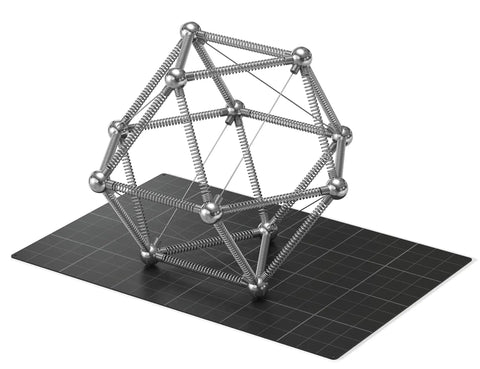 Magnetic Modular Structural Kit for Hands On Engineering and Architecture Lessons, 122 Piece Set on grid mat