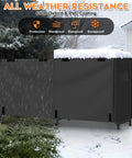 Heavy Duty Outdoor Firewood Rack With Weatherproof Cover Iron Wood Storage Rack For Backyard shown with snow.