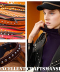 Hella Tough Badass Brass Chicago Screws And Rivets For Heavy Duty Bookbinding Leather Gear Purses Belts Shoes DIY Builds Smooth Ten Millimeter Gunmetal Fasteners displayed on leather gear.