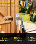 Highly Rated 8 Inch Gate Wheels 2 Pack For Metal And Wood Gates Featuring Double Ball Bearings Reinforced Steel Brackets And Durable Polymer Rollers Built Tough To Glide Smoothly Without Skipping A Beat on a wooden gate.