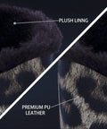 Close-up of Fluffy Lined Eyeglasses Holder Case with Anti Scratch Protection and Soft Plush Interior, Premium PU Leather