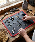 Magnetic Tool Mat With 40 Lb Holding Power Flexible Foldable Parts Tray PVC Coated For Auto Repair Shop Garage Organization 9.6x11 Inch Keeps Screws Bolts And Tools From Slipping on workbench