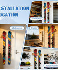 Rock Solid Horizontal Ski Rack Wall Mount Heavy Duty Solid Wood Storage Organizer With Warm Natural Finish in garage, mudroom, cabin, and gear room.