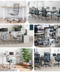 Easy Snap Bell Glides For Office Chair Replace Wheels With Thick Rubber Pads Transform Rolling Casters To Quiet Stationary Floor Savers 5 Piece Bundle displayed in various office settings.