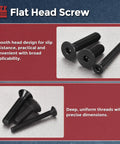 50 Piece Heavy Duty Flat Head Socket Cap Screws Built From Kickass Carbon Steel For Slick Assembly Work Knockout M3 Countersunk Bolts in various sizes.