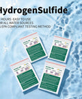 Hydrogen Sulfide testing kits for water analysis, suitable for various water sources, displayed on a watery background.
