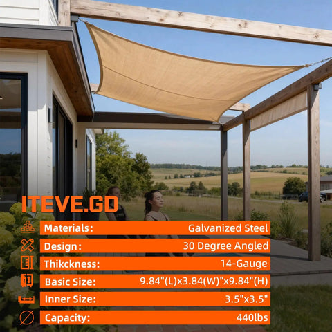 30 Degree Slant Pergola Bracket Kit For 4x4 Posts With 2 Way L Shaped Brackets And Stainless Steel Screws, Heavy Duty Outdoor Porch And Passageway Post Brackets, 4 Pack