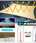 12x16 Beige Rectangle Shade Sail With UPF50 Plus UV Blocking, Heavy Duty 200GSM HDPE Canopy For Patio Garden And Backyard