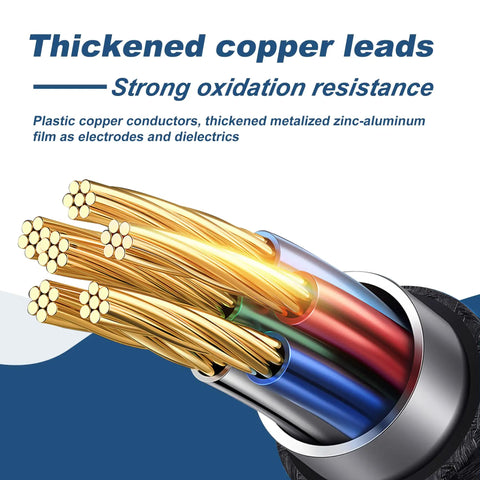 Thickened copper leads in a cable, showcasing strong oxidation resistance for Heavy Duty Hard Start Capacitor for AC Compressor.