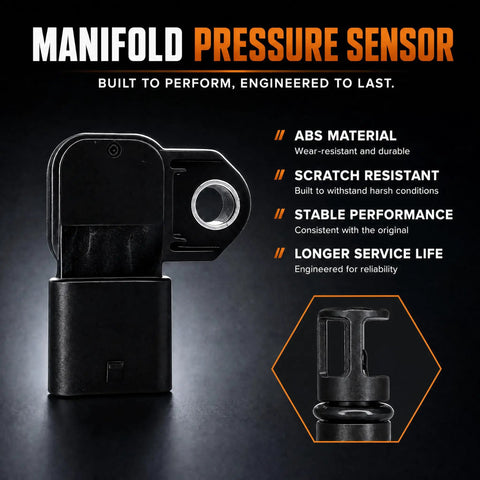 Precision Tuned Air Temperature And Intake Manifold Pressure Map Sensor For Chevy Silverado Malibu Equinox GMC Sierra 2500 3500 Cascada close-up of ABS material unit.