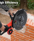4000 Watt Electric Concrete Saw With 16 Inch Diamond Blade For Wet Or Dry Cutting Zero Downtime Heavy Duty Masonry Cutter in use on brick.