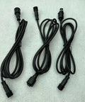 Three black Rock Solid Heavy Duty Waterproof Extension Cords Male To Female Plugs with durable connectors for outdoor use.