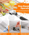 Outdoor Grill Basket For Barbecue Lovers With Removable Handle Portable BBQ Set showing one-handed operation and safety features