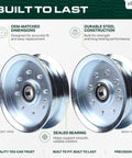 Heavy Duty Idler Pulley Replacement For John Deere GY20629 GY20110 Tractor Parts showing front and back views with sealed bearing.
