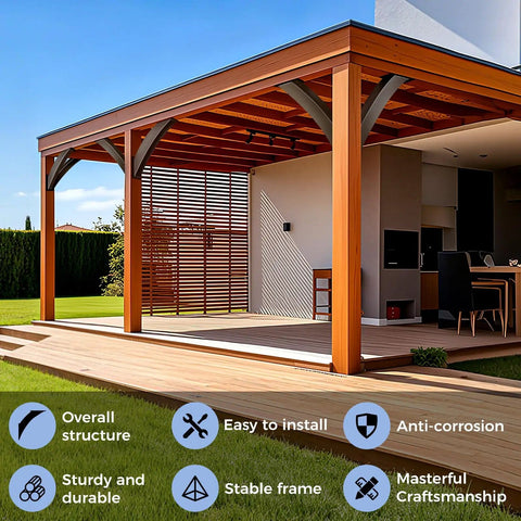 Heavy Duty Arc 45 Degree Pergola Bracket Kit For 4x4 Posts Built Tough Wood Post And Beam Support Brackets 2 Pack Ideal For Gazebos Decks Porches Log Cabins And More installed on a wooden pergola.