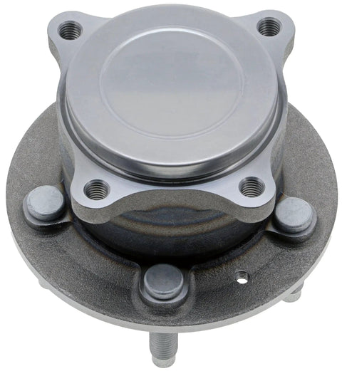 Rear Wheel Bearing And Hub Assembly For Chevrolet Bolt Euv 2022 2023 displayed from the top showing mounting holes and metal finish.