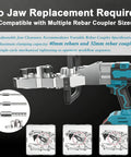 Heavy Duty 800W Brushless Rebar Threading Machine with adjustable jaw for 40mm rebar and 32mm couplers.