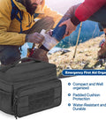 Damero small black medicine storage bag, empty emergency trauma kit organizer for hiking and home