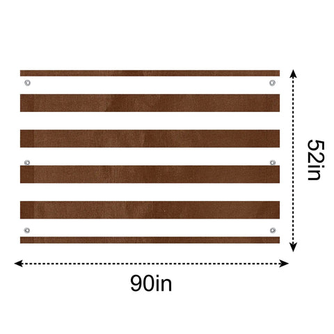 52 By 90 Inches Swing Set Replacement Canopy Tarp For Playgrounds And Backyards, Premium 300D Polyester With PU Coating, UV Protection And Waterproof Shade Screen In Brown And White displayed with dimensions 52x90 inches