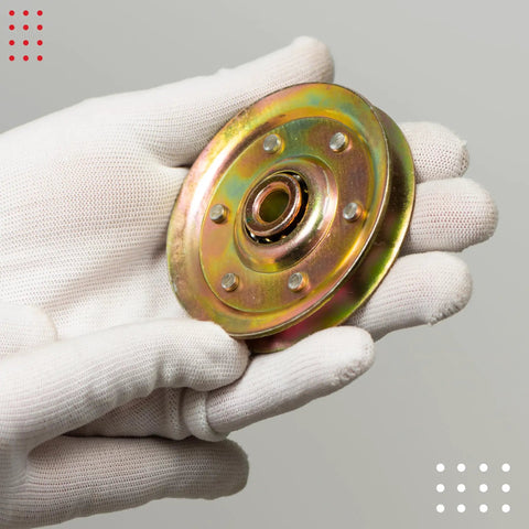 Heavy Duty Garage Door Pulley Kit Constructed From Tough Steel With Zero Hassle Hardware For Fast Weekend Warrior Upgrades Guaranteeing Silky Smooth Track Operation Daily - 3 inch wheel detail in hand.