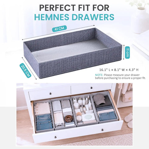 Deep Dresser Drawer Organizers 4 Pack Slick Fabric Closet Bins That Clean Up Messy Bedrooms Fits Like A Glove in a drawer.