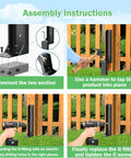 Assembly instructions for Built Different Heavy Duty Steel Fence Post Anchors and Ground Spikes Repair Kit with hammer and tools