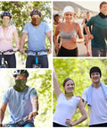 People wearing 6 Pack Summer UV Protection Cooling Neck Gaiter Scarf Face Cover Bandana Moisture Wicking Polyester Neckwear outdoors