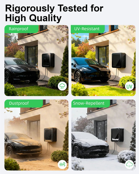 Lock Down Your EV Charger Setup With This Built Like A Tank Outdoor Enclosure To Block Tampering And Weather Damage For Level Two Charging Stations In Driveways Or Garages Featuring Heavy Duty Metal Guard, showcasing its rainproof and dustproof capabilities.