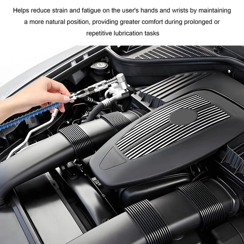90 Degree Right Angle Grease Gun Coupler Adapter With Non Slip Grip lubricating car engine in tight space