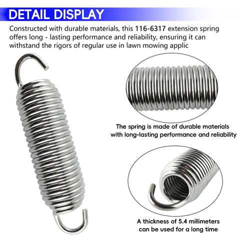 Extension Spring Replacement Kit For Lawn Mower, Fits Toro Parts 116-6317, durable steel spring detail display