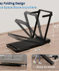 4 In 1 Foldable Walking Pad Treadmill With Incline And Remote Control, compact and easy to store under desk, 42-inch height.