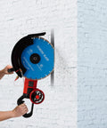 14 Inch Electric Concrete Saw and Wall Grooving Machine with Slick Rolling Base and Water System for Zero Dust 4000W 3000 RPM cutting through brick wall.