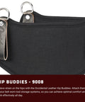 Hip Buddies Black Padded Carry Attachment For Tools, Ultra Lightweight Comfort With High Density Cushion, Fits Any Bag Up To 7.5 Inches Wide, Made In USA Since 1980