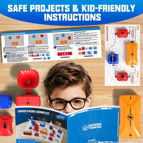 Child using Kids Electronics Exploration Kit With Over 671 Circuit Projects And Physics Experiments, STEM Educational Toy