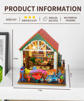 Totally Awesome Miniature Dollhouse Kit With 3D Wooden Tiny Building Model Puzzle And LED Lights for Beginners, front view