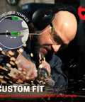 Man wearing Legit Anti Fog Safety Glasses With Scratch Resistant Coating, showcasing adjustable temples while working with sparks.