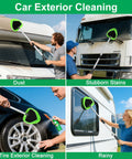 XINDELL 29-inch windshield cleaner tool with green microfiber pads for car, truck, and RV windows (front/side views).