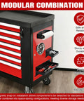 Rock Solid Magnetic Tool Organizer Trays With Soft Rubber Base Built Tough For Garage Workbenches showing red and black magnetic tool chest.
