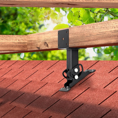 Two Pack 304 Stainless Steel 4x4 Beefed Up Heavy Duty Roof Riser Brackets Kit With Adjustable Roof Riser Beam Mounts For Pergola Gazebo Black Finish Durable Weatherproof
