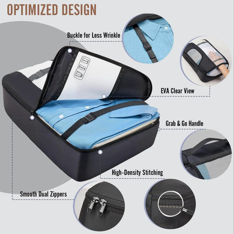 10 Piece And 8 Piece Packing Cubes Set For Travel Essentials Anti Wrinkle buckled suitcase organizer with smooth zippers