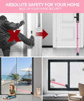 Badass Door Security Bar with Adjustable Lock for Travel and Home Safety shown in use under a door and window for safety.