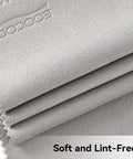 Ultra Soft Microfiber Cleaning Cloths 3 Pack For Eyeglasses, Phones, Screens, close-up showing lint-free material.