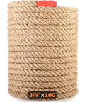 Heavy Duty 20mm Natural Fiber Rope For Crafts And Outdoors Twisted 4 Strand Manila Style Jute And Hemp Rope For Garden Fencing Deck Railing And Outdoor Decor 100 Ft Length