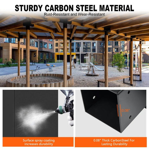 3 Way Pergola Brackets Kit For 4x4 Beams With Post Anchors, DIY Right Corner Wood Brackets For Patio Pergolas, Gazebos, And Log Cabins, Hardware Included, No Hassle Setup, 8 Pack, Heavy Duty Galvanized Steel With Matte Black Finish