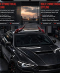 Badass Matte Carbon Fiber Dragon Horns For Car Roof Exterior Decor DIY Auto Parts, mounted on black car roof.