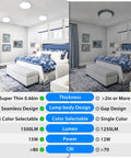 Five Pack 9 Inch Flush Mount Ceiling Light White 18W 5000K LED Ultra Slim Round Flat Low Profile Fixture in bedroom.