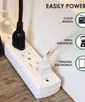 Long Reach 50 Foot 6 Outlet Surge Protector Power Strip With Lighted On And Off Switch 350 Joules 15 Amp 120 Volt 14 Gauge Wire Mounting Holes White Finish powering appliances