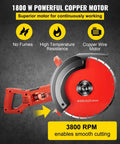 1800 Watt Electric Concrete Saw With 14 Inch Diamond Blade Wet Or Dry Circular Saw For Wood Stone Metal Cutting Adjustable Depth Copper Motor view showing powerful copper motor and blade design.