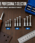 Top Shelf Assorted 304 Stainless Steel Cross Round Head Screws With Barrel Nuts Assembly Kit M3 M4 M5 M6 And M8 Sizes arranged by size M4, M6, and M8.
