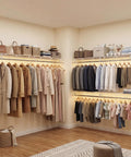 Kick Floor Clutter To The Curb With These Heavy Duty Wall Mounted Closet Shelves Featuring A Ventilated Metal Wire Rack And Sturdy Hanging Rod For Seamless Vertical Organization Setup with coats and shirts hanging.